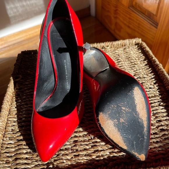 👠 Giuseppe Zanotti Red Patent Metal High Heels Stilettos Party Shoes - Picture 4 of 11